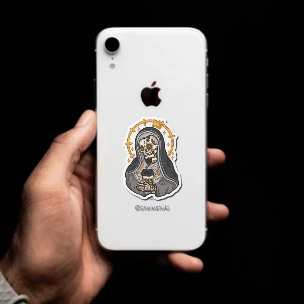 All Hail Coffee Lovers Skull Kiss Cut Skelestoic