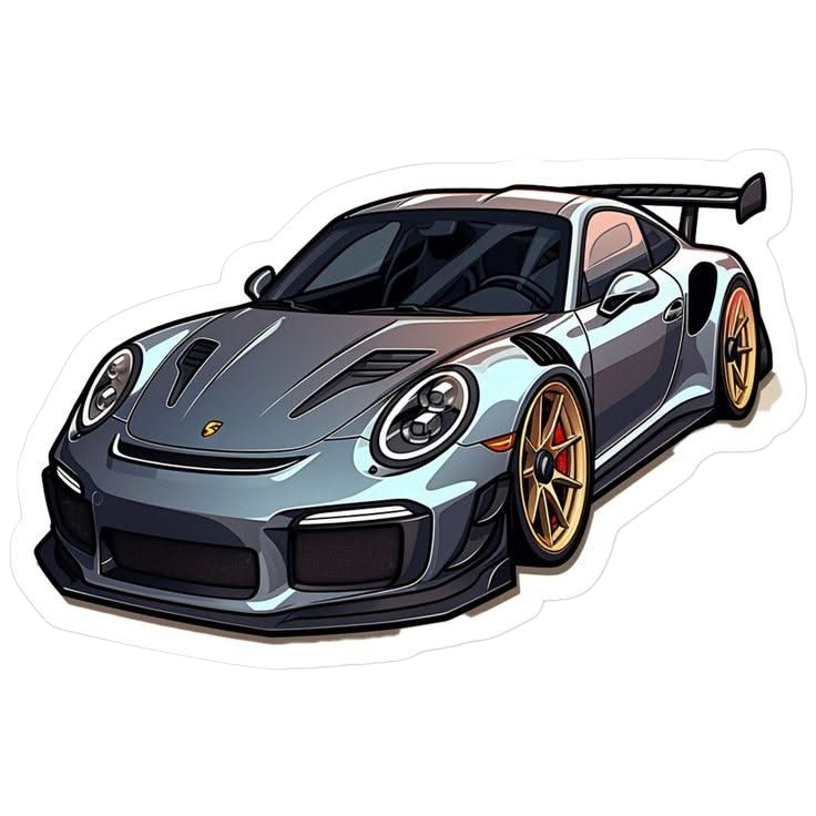 Car Porsche Silver Anime