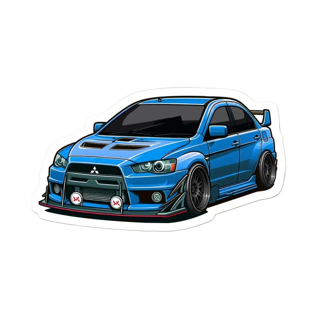 Racing Blue Mitsubishi Lancer Evolution Jdm Magnet Sticker