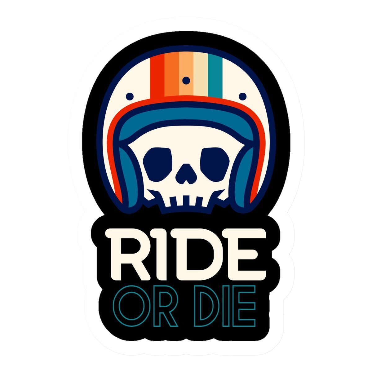 Biker Skull Retro Motorcycle Sticker