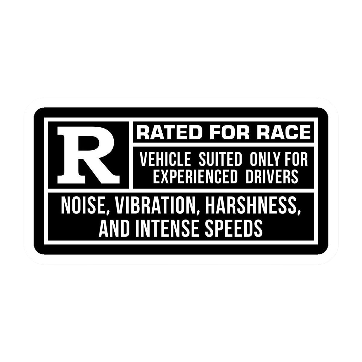 Rated Race Black White Racing Vehicle Suited Only